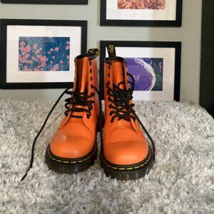 Dr. Martens Orange 1460 Smooth Leather Lace Up Boots